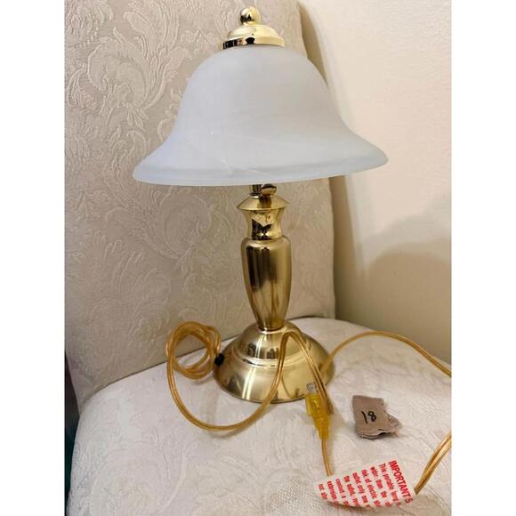 Gold Table Lamp with Frosted Glass Shade - Picture 2 of 9